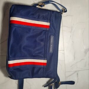 Blue white red purse